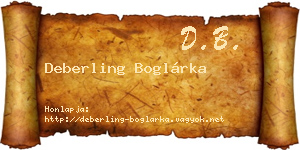 Deberling Boglárka névjegykártya